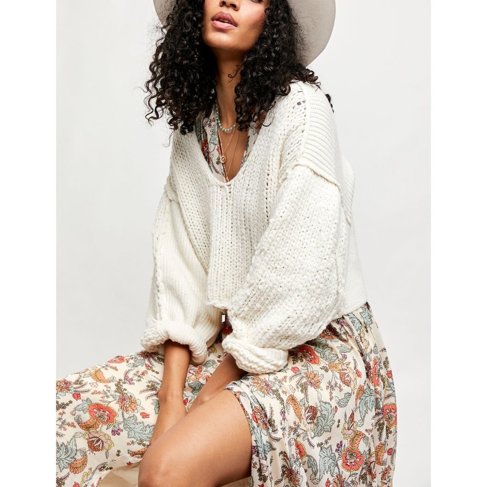 NWT Free People Sea Bright Pullover / Cream